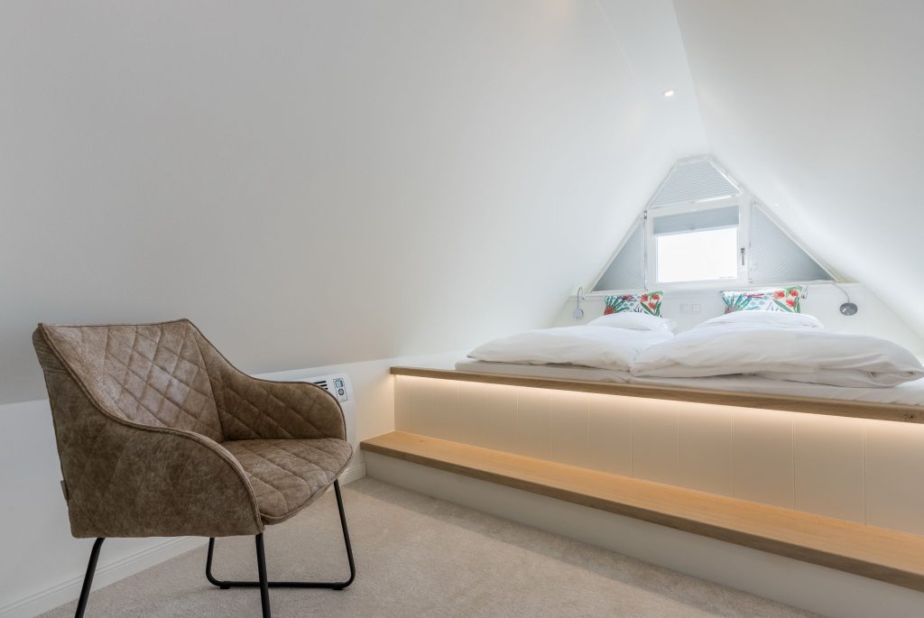 Schlafzimmer in Ferienwohnung Wenningstedt