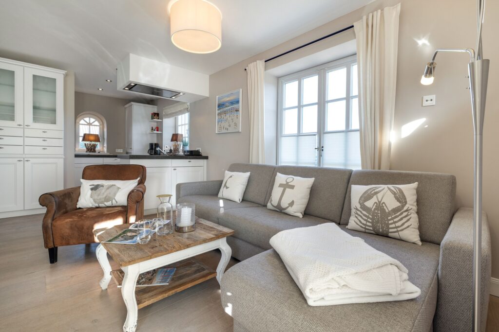 Wohnzimmer in einem Ferienhaus auf Sylt