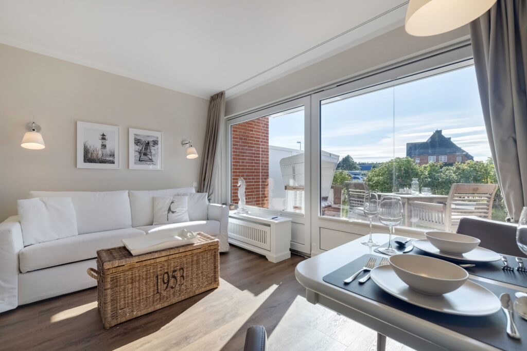 Wohnzimmer in einem Ferienhaus auf Sylt